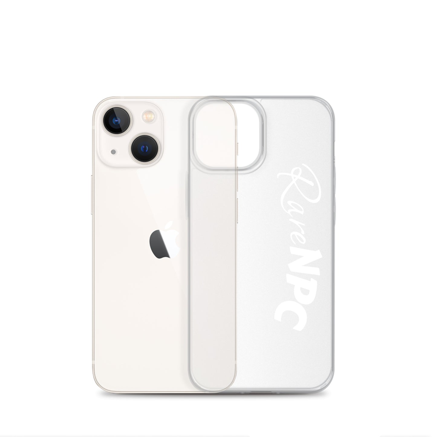 RareNPC iPhone Case - Clear - White Text