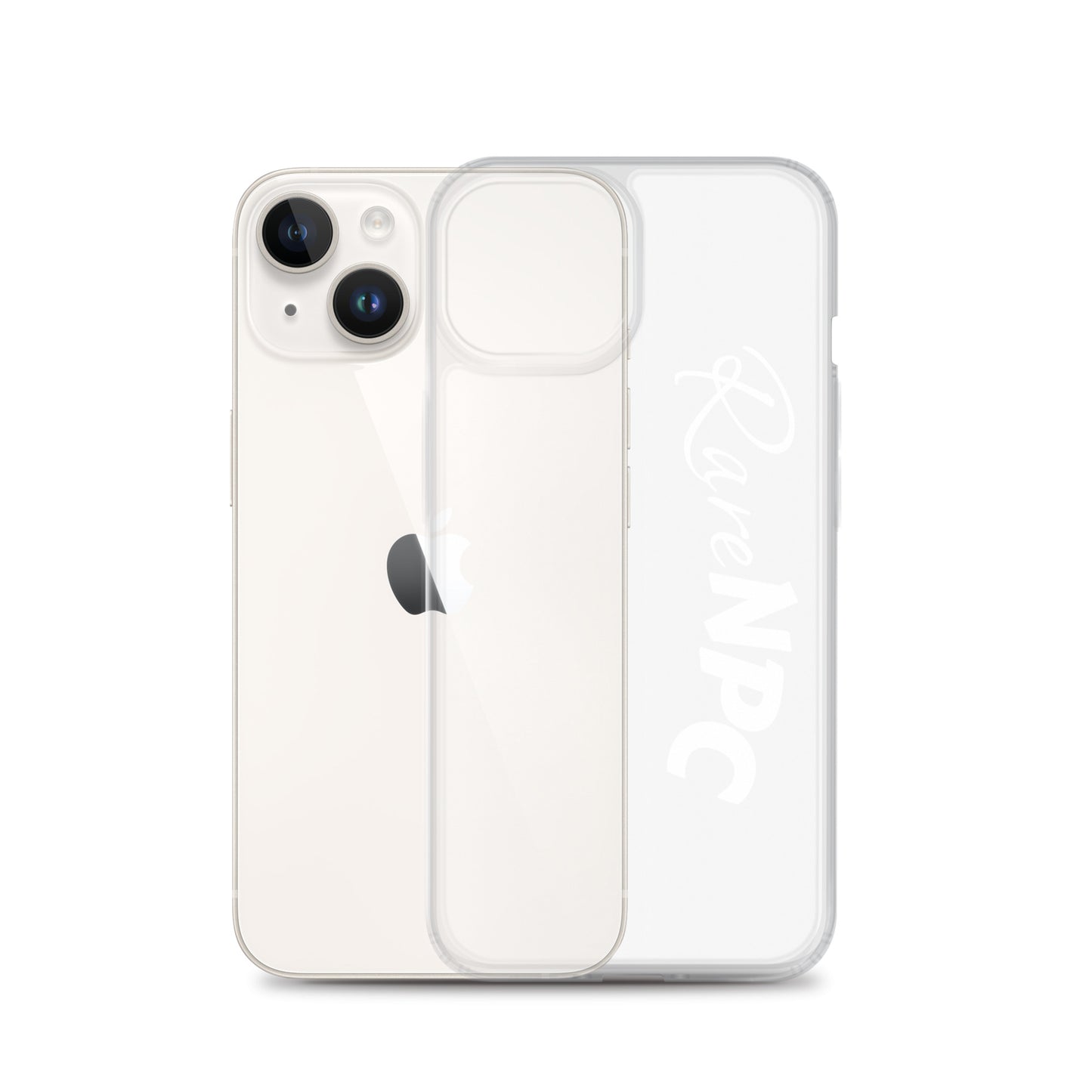 RareNPC iPhone Case - Clear - White Text