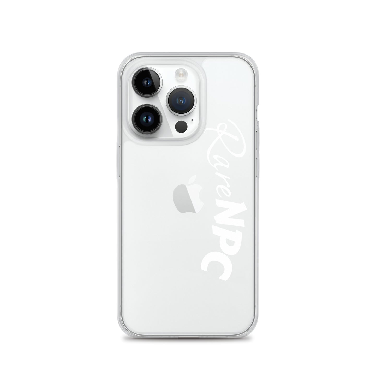 RareNPC iPhone Case - Clear - White Text