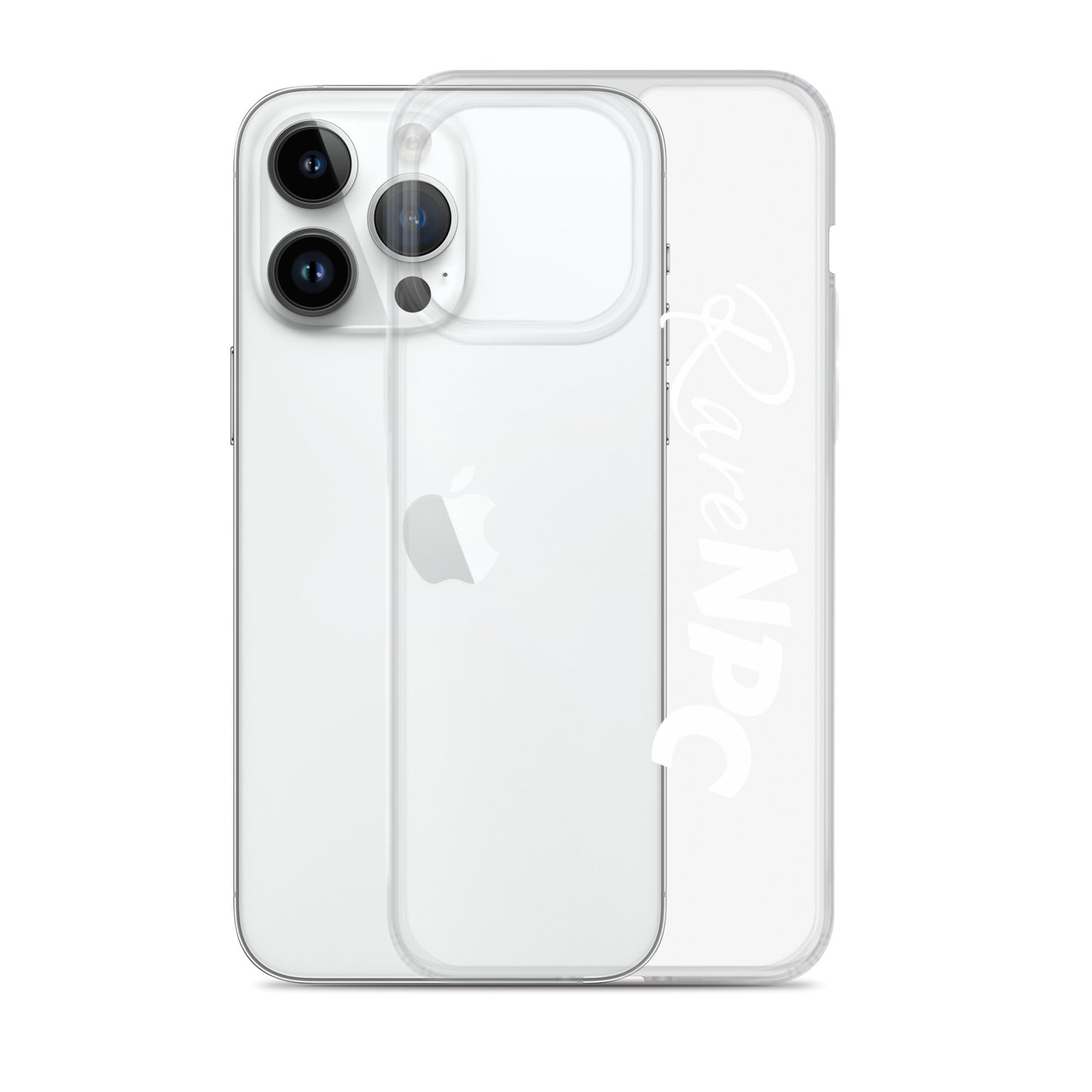 RareNPC iPhone Case - Clear - White Text