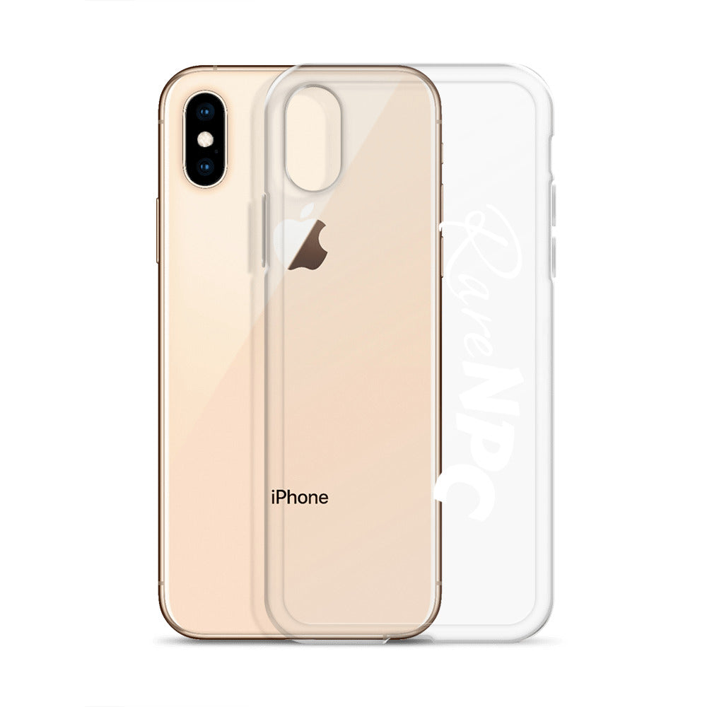 RareNPC iPhone Case - Clear - White Text